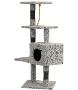 Кігтеточка для кота ModernHome by Multistore XXL з будиночком сірий (YS-83330-3 GREY)1
